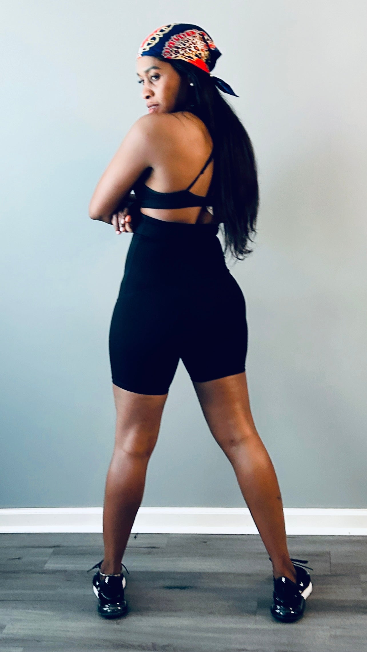 Back view of the waist trainer shorts showing the seamless and smooth design.
