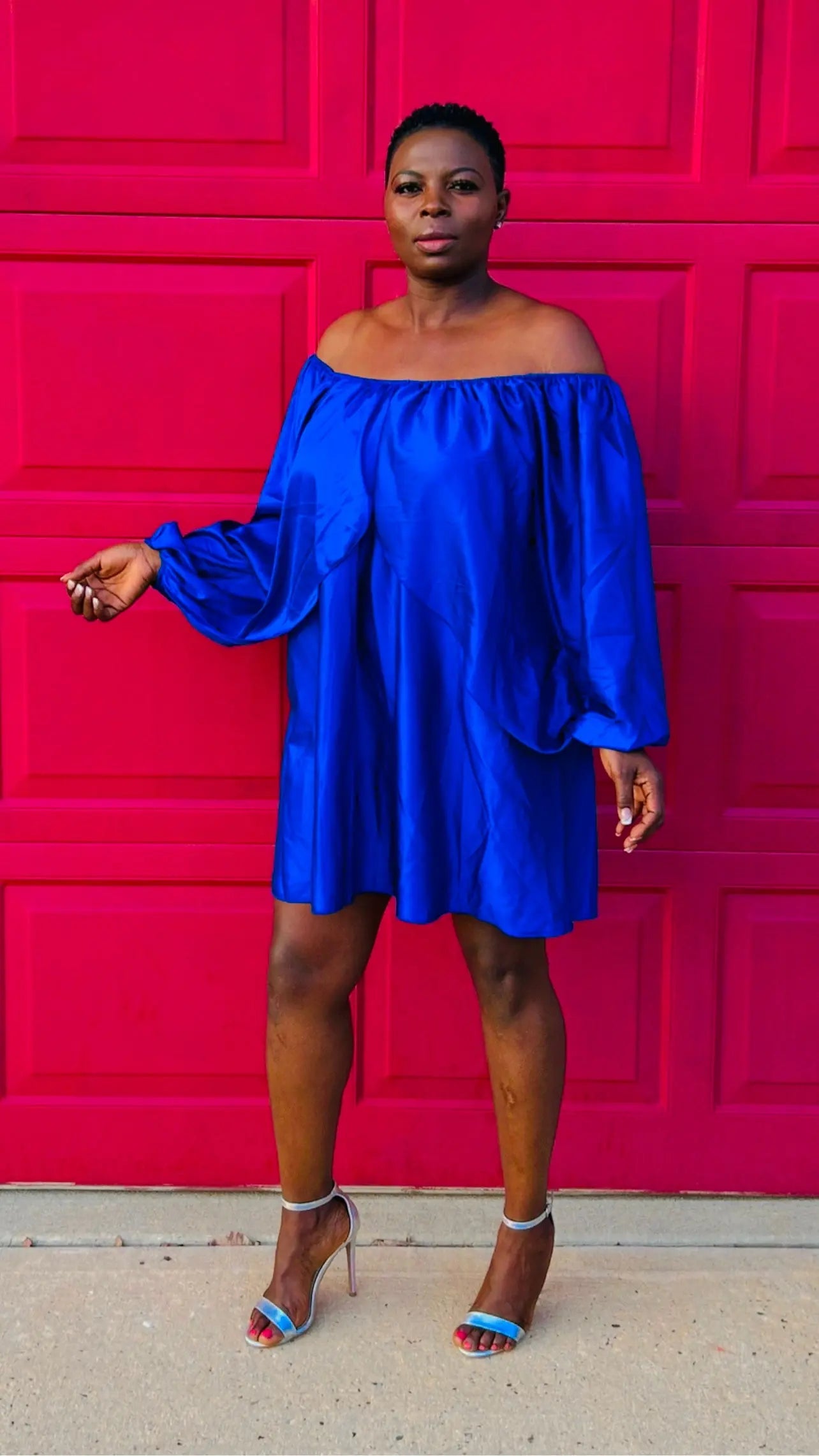 Off The Shoulder Blue Dress