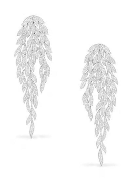 Leaf Tassel Cubic Zirconia Earring